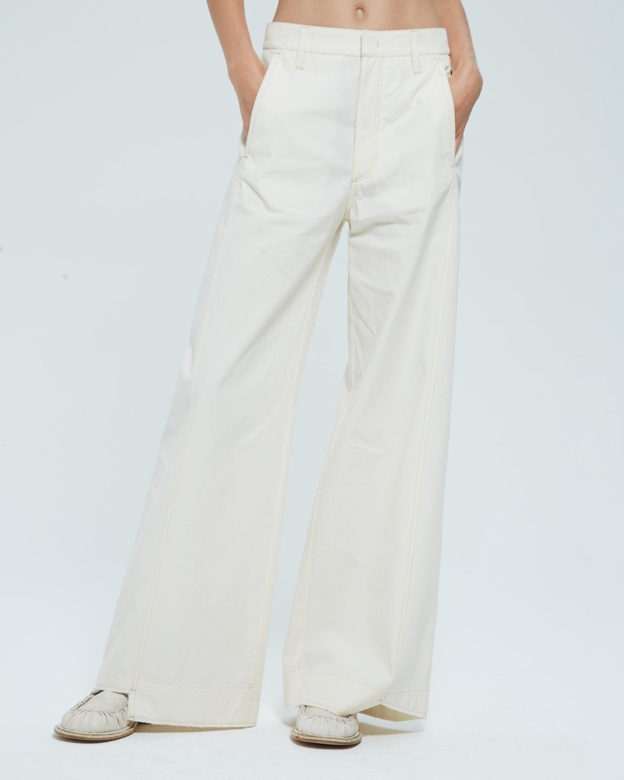 Vestiti Malloni | Pantalone A Palazzo Beige