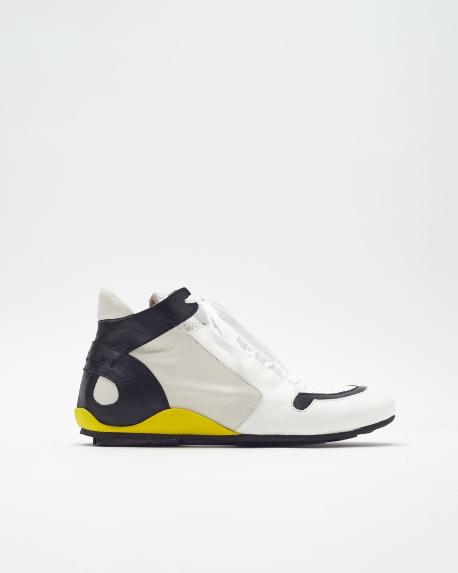 Calzature Malloni | Sneakers Alta Patch In Vitello Bianco