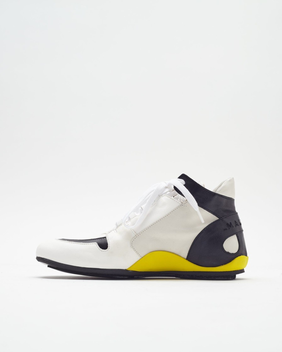 Calzature Malloni | Sneakers Alta Patch In Vitello Bianco