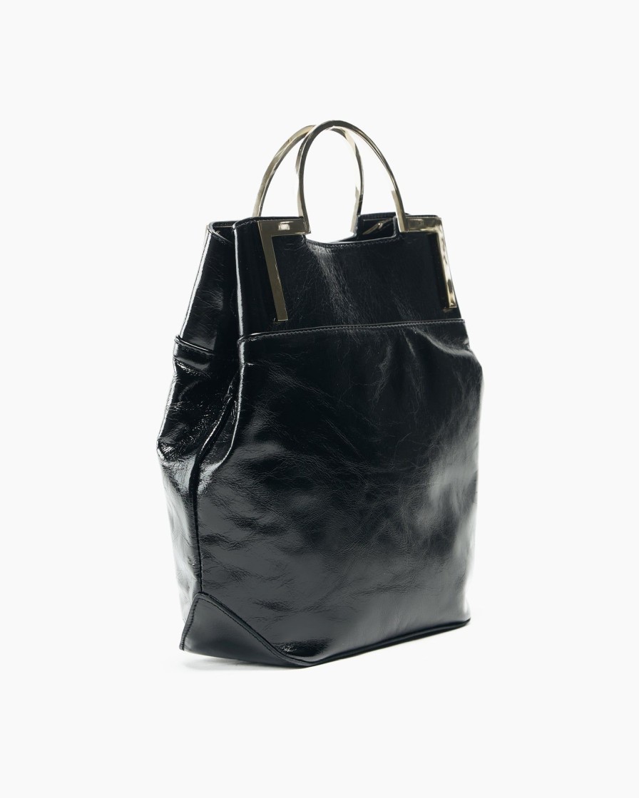 Borse E Accessori Malloni | Borsa Shopper In Pelle Nero