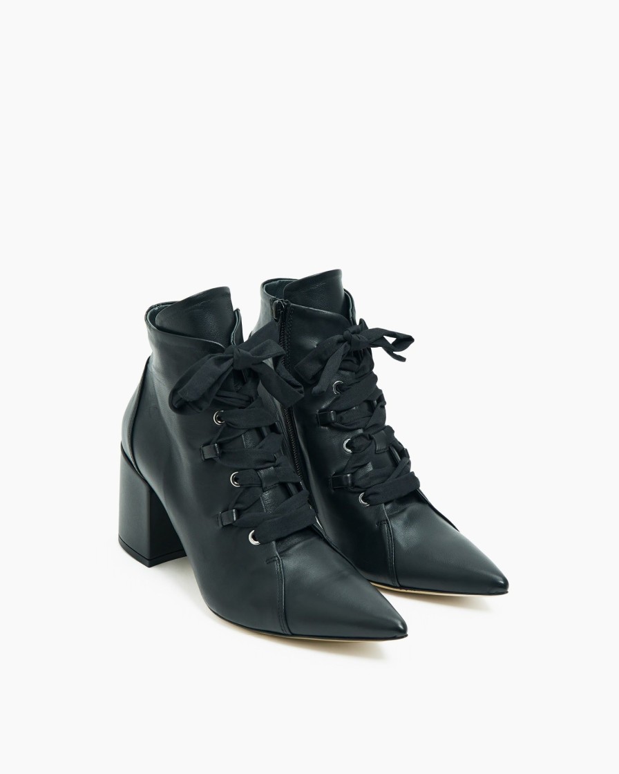 Calzature Malloni | Ankle Boots Con Lacci Nero