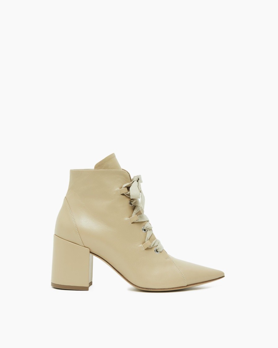 Calzature Malloni | Ankle Boots Con Lacci Beige