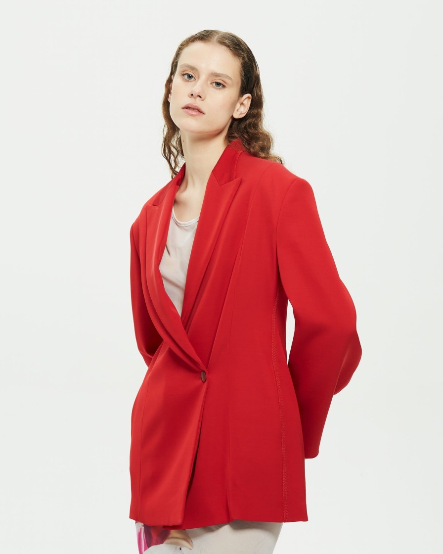 Vestiti Malloni | Blazer Dal Taglio Sartoriale Rosso